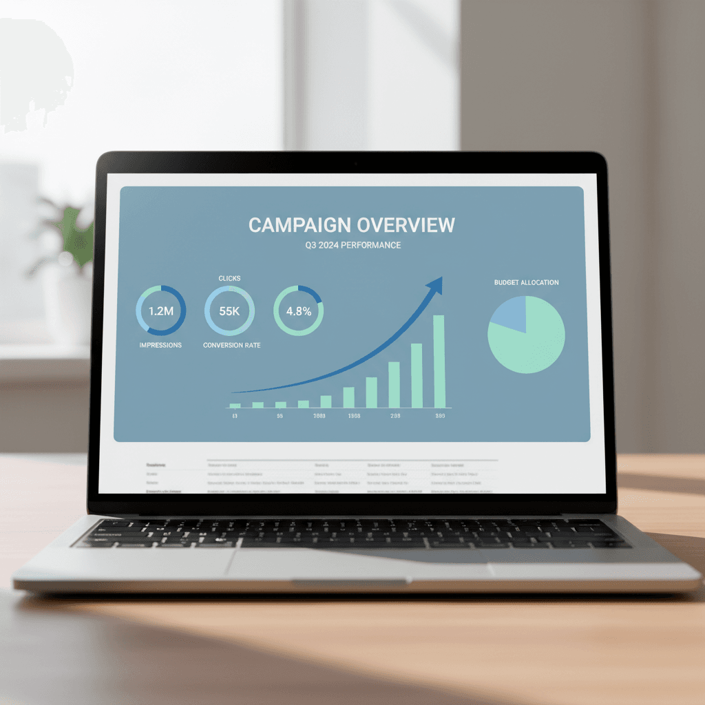 Performance dashboard on laptop screen